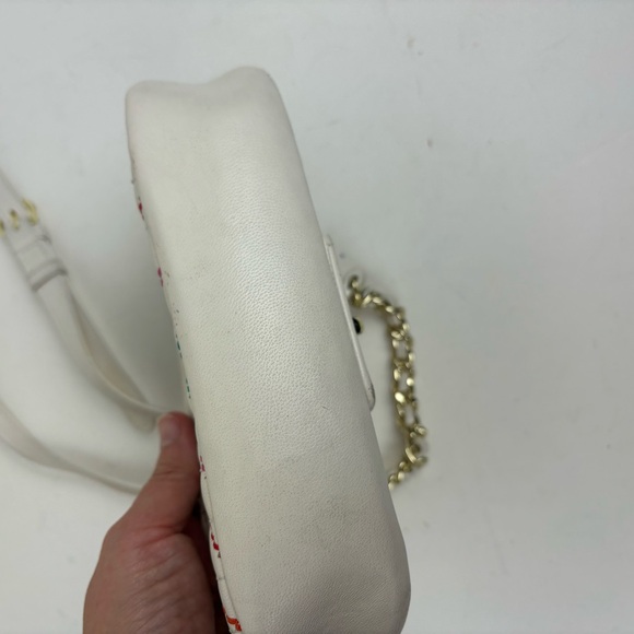 Karl Lagerfeld- Paris off-white leather bag /chain strap and mult-colored stitch - Picture 15 of 16
